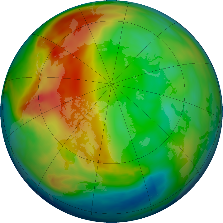 Arctic ozone map for 14 January 2008